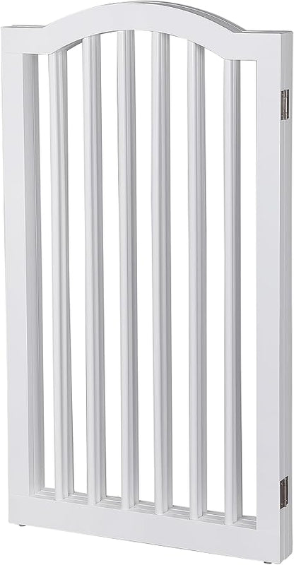 INTERNET'S BEST Arched Top Dog Gate | 3 Panel, 36" H Wooden Pet Barrier for Dogs or Cats | Freestanding Folding Room Divider for Doorways, Hallways, Stairs, and Porch | Portable, Extra Wide | White