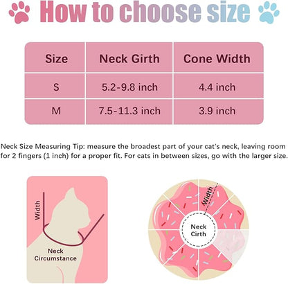 Cat Cone Collar Soft, Comfortable E Collar for Cats After Surgery, Recovery Elizabethan Collar for Cats Kitten to Stop Licking, Pink M