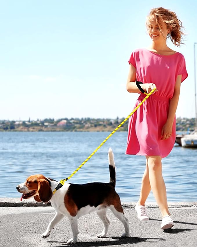 TagME 6ft Slip Dog Lead, No Pull Reflective Training Leash with Padded Handle, Professional Rope P-Leash for Small Medium Large Dogs, Heavy Duty Correction Lead for Walking & Training (Yellow)