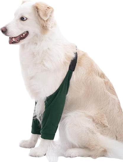 HDKUW Dog Elbow Protector, Dog Front Leg Recovery Sleeve for Prevent Licking Wound, Elbow Sleeves with Mesh Pad for Medium Large Dogs Green L