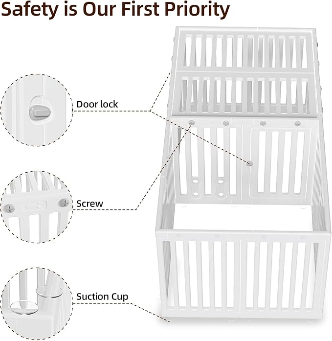 Dog Playpen with Door & Cover Top,18*Fence Panel Puppy Playpen, 2 Room Dog Crate, Pet Playpen for Small & Medium Dogs, Puppy Play Pen for Indoors & Outdoor