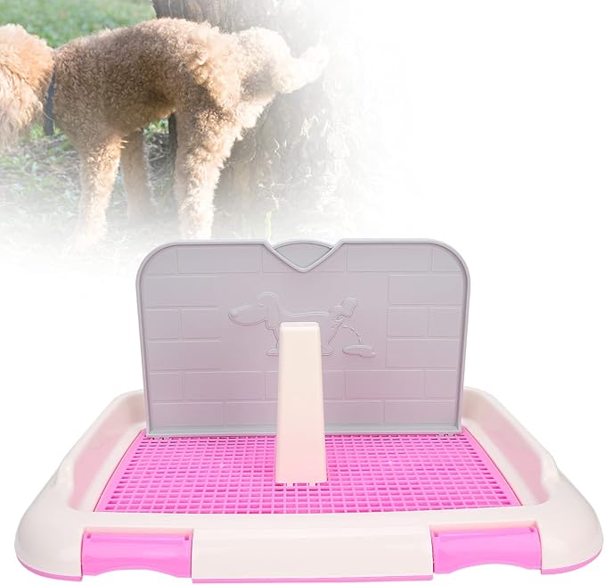 TITA-DONG Puppy Training Toilet Tray, Cat Potty Fence, Dog Scheduled Urination Pad Holder for Small and Medium Dogs (Pink)