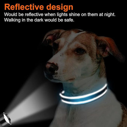 Joytale Reflective Dog Collar, Soft Neoprene Padded, Metal D-Ring, Nylon Pet Collar Adjustable for Medium Dogs, Sky Blue, M