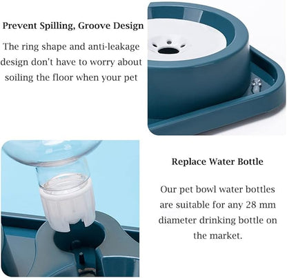 JiangYanus Double Dog Cat Bowls, Pet Water and Food Bowl Set with Automatic Water Dispenser Bottle Detachable Stainless Steel Bowl, Gravity Water Feeder Bowl No-Spill for Cats Dogs Puppy Kitten Rabbit