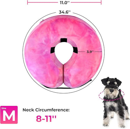 Dog Cone, Uadonile Inflatable Cone Collar for Dogs and Cats, Dog Neck Collar Recovery E-Collar Alternative After Surgery, Elizabethan Collar for Dogs Recovery(Tie-dye Rose Purple, M)