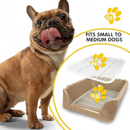 Indoor/Outdoor Training Dog Potty Tray for Small and Medium Puppies Litter Boxes in (Beige)