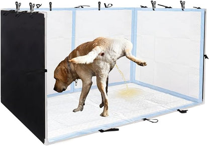 Dog Pee Pad Holder with High Walls 35"x29"x17.3" No-Splash Indoor Dog Potty Box with 6 Clamps, Foldable Potty Training Toilet for Large Small Medium Dogs Puppy Potty (Black)