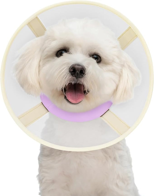 Soft Dog Cone Collar to Stop Licking-Adjustable Comfortable Mesh Recovery Collars After Surgery for Small Miniature Dogs, Alternative to Plastic Elizabethan Collar for Neuter Incision Care (Purple,L)