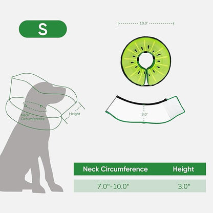 Supet Raised Inflatable Dog Cone After Surgery - Adjustable Recovery Donut Collar with Removable Shield to Stop Licking Wounds & Protect Stitches - Soft Dog Cone Alternative for Small Dogs (Kiwi,S)
