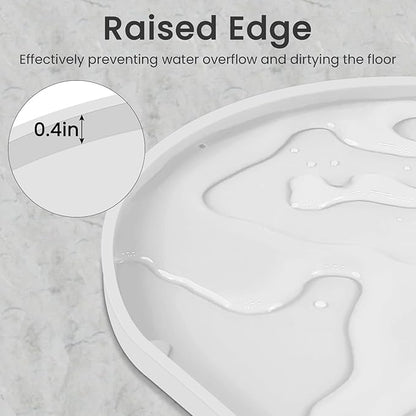 Ptlom Pet Placemat for Dogs and Cats, Non-Slip Waterproof Dog Feeding Mats Prevent Food and Water Overflow, Puppy Bowl Mat Suitable for Small, Medium and Large Pets, Silicone, White