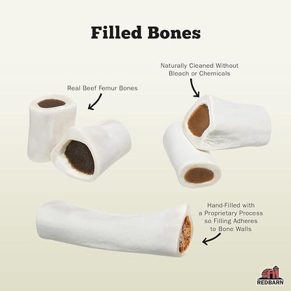 Redbarn Pet Products Small Filled Dog Bones, Peanut Butter Flavor - Long Lasting Stuffed Femur Chew Treat Made in USA for Aggressive Chewers - Case of 20 Bones