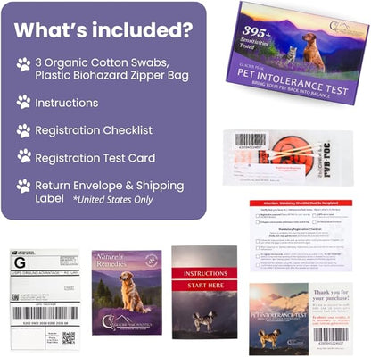 Glacier Peak Holistics, The Original Pet Intolerance Test - Screen Over 395 Food and Environmental Stressors, A Hair and Saliva Kit for Cat and Dog Sensitivities (Results in 7-10 Business Days)