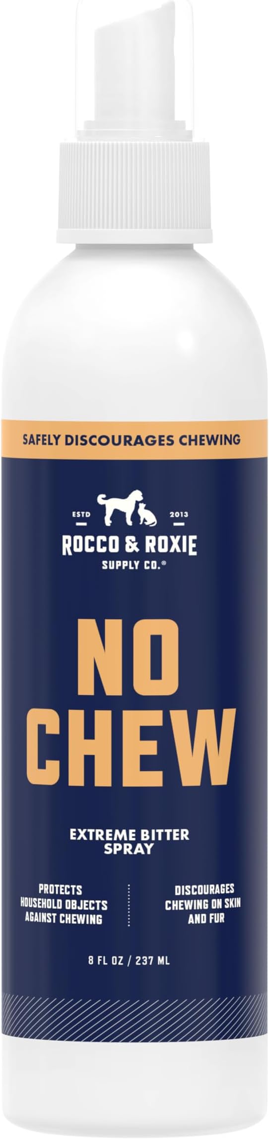 Rocco & Roxie No Chew Spray for Dogs, Bitter Dog Training Aid, Alcohol-Free Puppy Deterrent Formula with Calming Copaiba Oil, Safe Anti-Chew Solution for Skin, Furniture, Wounds & Plants - 8 oz