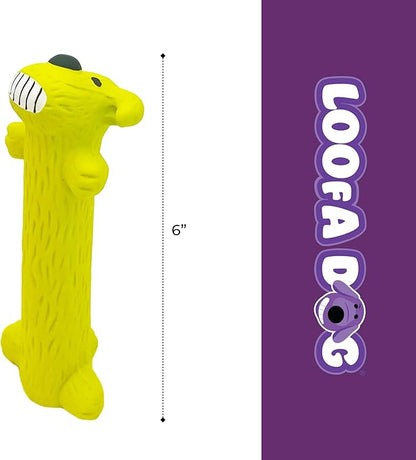 Multipet Original Loofa Latex Dog Toy - Squeaky Toy for All Dogs - Easy-to-Clean Squeaky Toys - Latex Dog Toys for Playing (1 Count, 6”, Random Color Surprise)