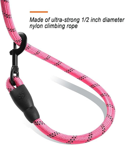 BARKBAY Dog Leashes for Large Dogs Heavy Duty Dog Leash 4/5/6 FT with Comfortable Padded Handle and Highly Reflective Threads for Medium Large Dogs Walking Training Running (5FT-1/2'',Pink)