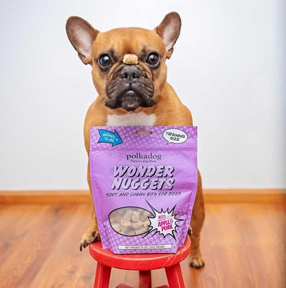 Polkadog Wonder Nuggets Soft & Chewy Dog Treats - Pork & Apple, All Natural, Limited Ingredient, Premium Training Treats for All Breeds, Great for Allergies, Made in USA - 10oz