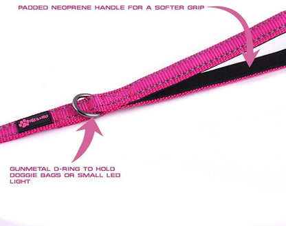 Max and Neo Small Dog Leash - Reflective Nylon, Donates to Dog Rescue (Pink, 4x5/8)