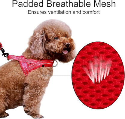 Plutus Pet No Pull Dog Harness with Breathable Mesh Padded, Adjustable Reflective Escape Proof Dog Harness, Quick Fit Dog Vest Harness for Small Medium Large Dogs(XXS, Red)