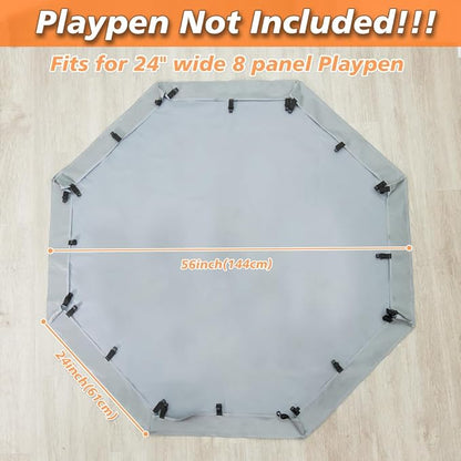 PJYuCien Dog Playpen Bottom Pad, Fits 24 Inch 8 Panels Regular Octagon Metal Exercise Pet Pen, Elastic Buckles Connections, Grey (Note: Fence Not Included)