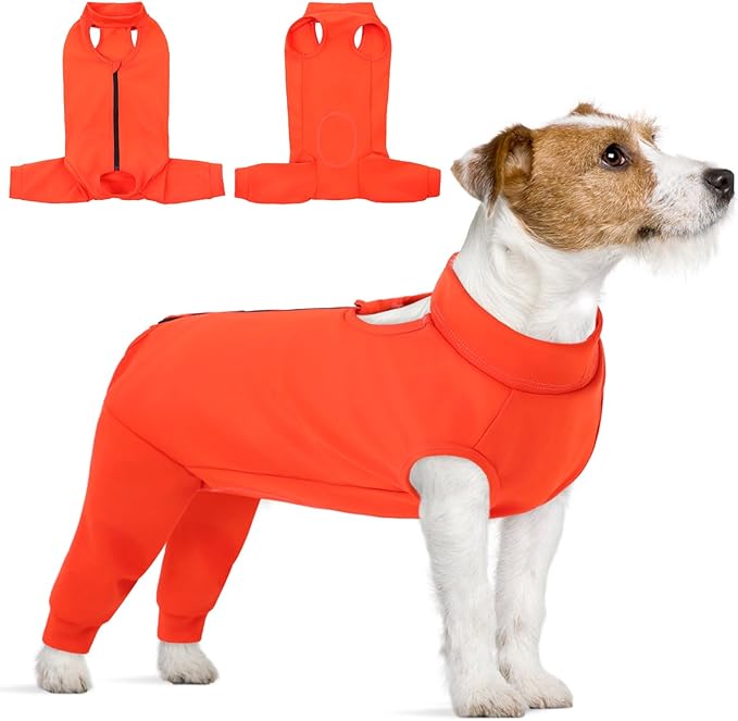 KOESON Dog Recovery Suit Hind Leg, Recovery Sleeve for Female Male Dogs, Pet Leg Sleeve to Stop Licking, Pet Rear Leg Wound Cover, Dog Spay Onesie for Wound Heal Care