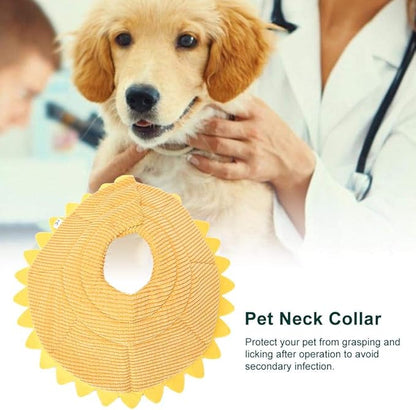 Soft Recovery Cone for Cats & Dogs, Cute Sunflower Elizabethan Collar After Surgery Plush Protective Neck Donut for Wound Healing Adjustable (L)