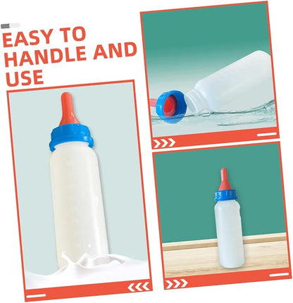 POPETPOP 4pcs Piglet Nursing Bottle Set Calf Feeding Bottle for Small Animals Lamb Goat Milk Feeder Easy-Grip Design Suitable for Artificial Feeding