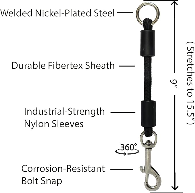 BUNGEE DOG LEASH EXTENSION – Patented Shock Absorber Attachment Protects You and Your Dogs – Works with ANY Leash & Collar or Harness – a MUST for Retractable Leashes – PICK SIZE/COLOR BELOW