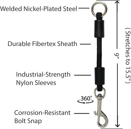 BUNGEE DOG LEASH EXTENSION – Patented Shock Absorber Attachment Protects You and Your Dogs – Works with ANY Leash & Collar or Harness – a MUST for Retractable Leashes – PICK SIZE/COLOR BELOW