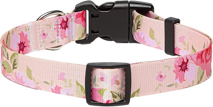 Mihqy Dog Collar with Bohemia Floral Tribal Geometric Patterns - Soft Ethnic Style Collar Adjustable for Small Medium Large Dogs (Pink Rose,XS)