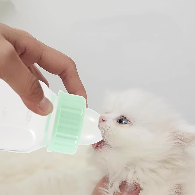 Abaodam Small Kitten Feeding Bottle Set Ergonomic Pet Nursing Feeder for Puppies Cats and Small Animals Lightweight Reusable Milk Container for Newborns and Portable Outdoor Use