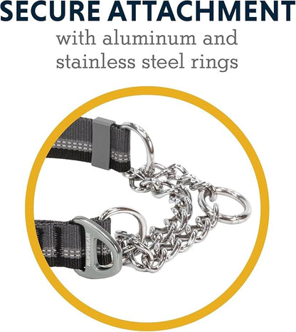 Ruffwear, Chain Reaction Dog Collar, Adjustable Reflective Martingale Escape-Proof Collar with Stainless Steel Chain, Professional Training Control, Basalt Gray, 14"-20"