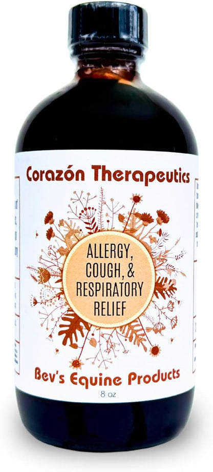 Natural Allergy, Cough, and Respiratory Relief Formula for Horses, Dogs, and Cats, Calendula Blend, Respiratory Support Supplement, Corazón Therapeutics (8 oz)