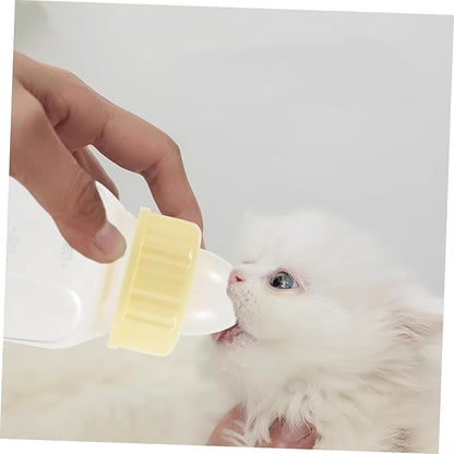 1set Small Pet Nursing Bottles for Kittens and Puppies Feeding Bottle Kit Yellow Easy to Use Safe Feeding for Pets