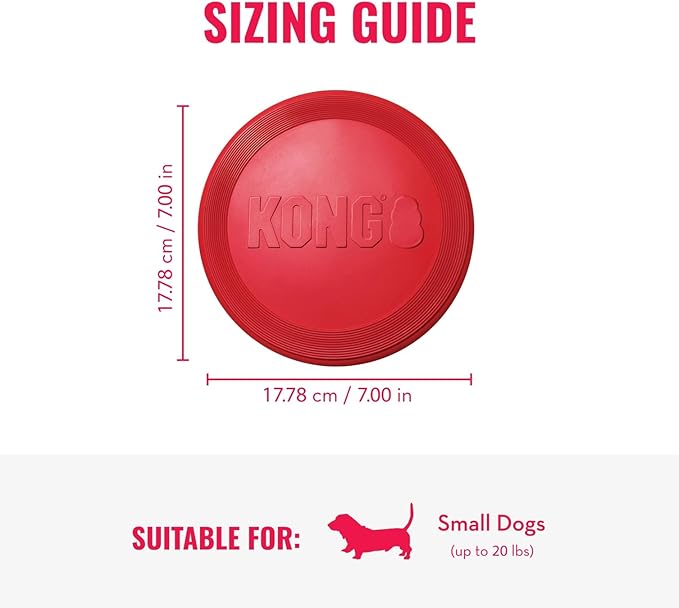 KONG Flyer - Durable Dog Toy for Outdoor Playtime - Natural Rubber Flying Disc, Dog Toy for Fetch - Safer Disc for Healthy Activity - for Small Dogs