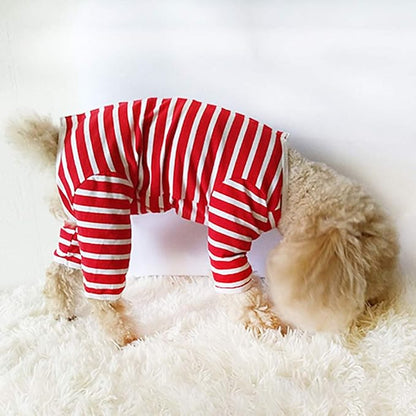 Dog’s Recovery Suit Post Surgery Shirt for Puppy, Full Coverage Dog's Bodysuit Wound Protective Surgical Clothes for Small and Medium Pets (red White Stripe-s)