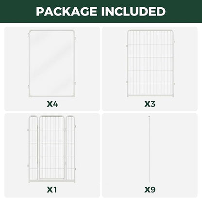 FXW AuraSpace Pro Acrylic & Wire Mesh Indoor Dog Playpen, 40" Height 8 Panels Metal Dog Pen for Medium and Large Dogs, White│Patented