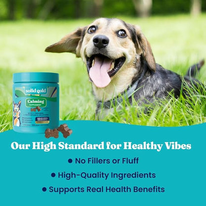 Solid Gold Calming Chews for Dogs - Dog Calming Chews w/Melatonin for Separation, Stress & Hyperactivity Relief - Supports Relaxation for Travel, Fireworks & Storms - All Ages & Sizes - Bacon 120ct