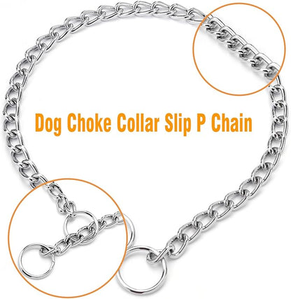 Chain Collar for Dogs, Metal Slip Link Heavy Duty Martingale Dog Collars Training Puppy Collars for XXS XS Small Medium Large Dogs, Silver S