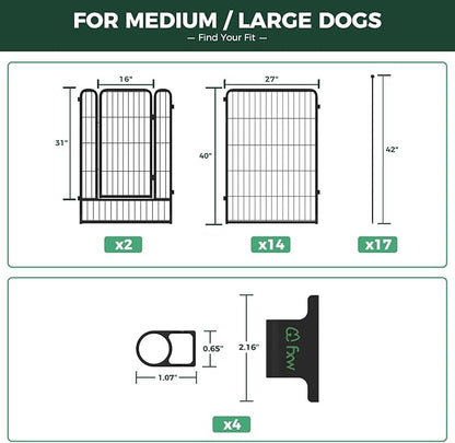 FXW Rollick Dog Playpen with Anchor Kit (Pack of 4) – 40 Inch 8-Panel Dog Pen for Large Dogs, Stable & Safe Indoor/Outdoor Play│Patented