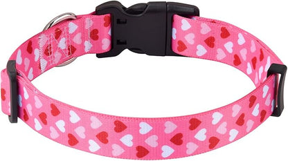 Mihqy Dog Collar - Adjustable Heart Dog Collar - Love Theme - Perfect for Small Medium Large Dogs(Pink Heart,XS)