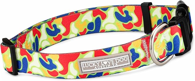 Lucky Love Dog - Adjustable Dog Collar with Easy Click Buckle for Medium Dogs, Durable, & Comfortable for Male & Female Dogs, Pet Collar for Puppies & Adult Ones - Oscar, Medium