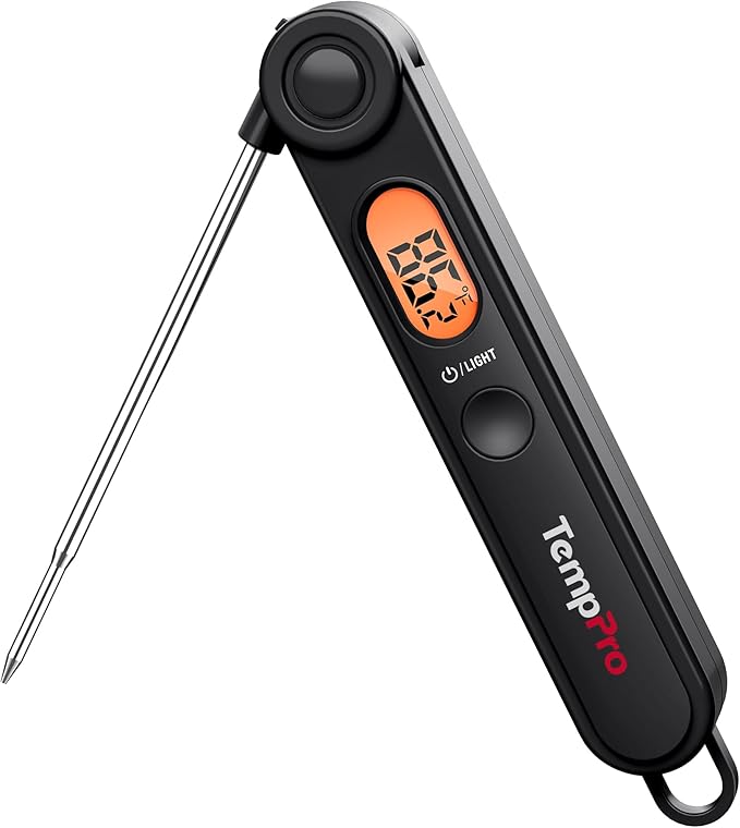ThermoPro Digital Meat Thermometer with Temperature Indicator, Instant Read Food Thermometer with Probe and Backlight for Oil Deep Fry Smoker BBQ Grill Kitchen Candy