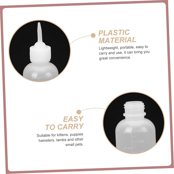 Kisangel 4pcs Plastic Kitten Puppy Milk Bottle Cat Dog Feeding Bottle for Newborn Pet Nursing