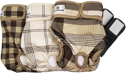 Pet Parents® Washable Dog Diapers (3pack) + Extendrs® of Durable Doggie Diapers, Premium Dog Diapers Female & Male (Large, Oxford)