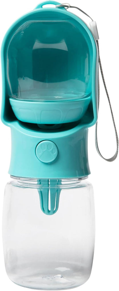Leak Proof Portable Dog Water Bottle with Bowl – Travel Pet Water Dispenser for Walking & Hiking – Food Grade Plastic – Choose from 3 Colors (Blue, 320 ml)