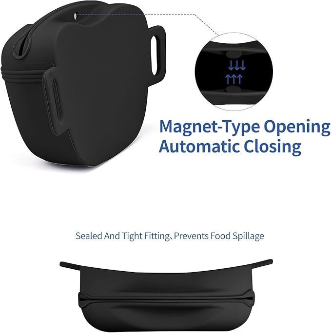 AUDWUD Magnetic Silicone Dog Treat Pouch with Adjustable Waist Belt Dog Training Bag for Small Medium Large Dogs Hands Free, Easy to Clean And Dishwasher Safe