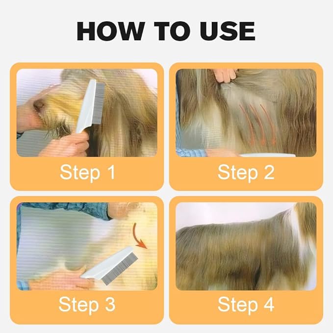 2 Pack Multifunctional Pet Comb, Upgrade Pet Grooming Brush Fine Magic Tear Stain Removal, Fine-Tooth Stainless Massage Comb Kit for Small Puppies and Dogs (Yellow)