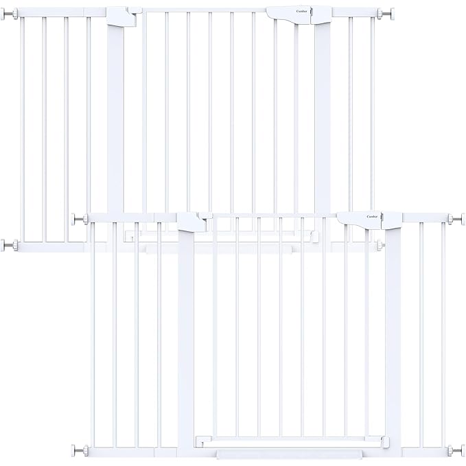 Cumbor 48" Auto Close Baby Gate & Cumbor 2 Pack 48" Dog Gate, Durable Child Gate for Stairs, Doorways, Easy Walk Thru Dog Gate for House for Doorways