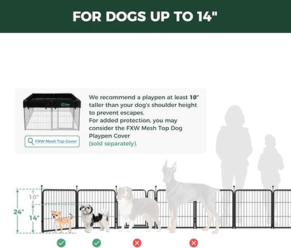FXW Rollick Unleashed Dog Playpen for Indoor, Yard, RV Camping, 24 inch 32 Panels for Small and Puppy Dogs, Black│Patented