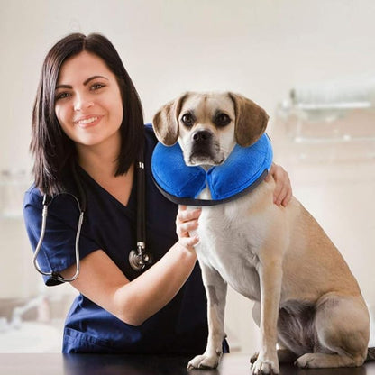 VST Comfortable Inflatable Cone Collar for Dogs,Adjustable Soft Pet Recovery Collar Prevent Pets from Touching Biting Scratching at Injuries Wounds (M)